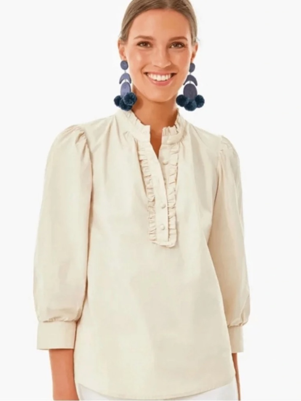 Tuckernuck Pomander Place Tervis Cream Ruffled Blouse Size Large Cottagecore